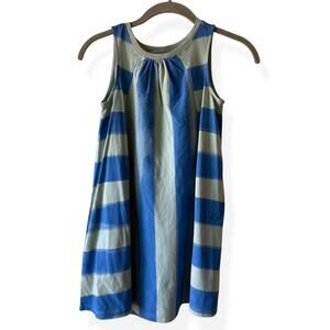 NEW Tea Collection Blue Striped Trapeze Dress Cotton Girls 7
